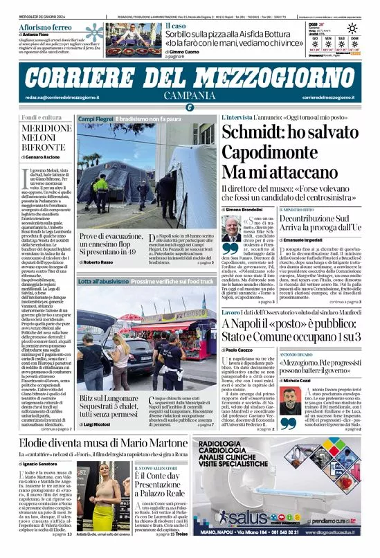 Prima-pagina-corriere del mezzogiorno-del-2024-06-26